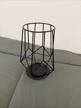 IKEA Black Geometric Metal Candle Holder